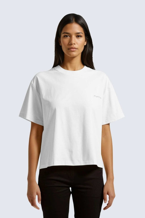 W Moon Tee Short Oversize - Snow